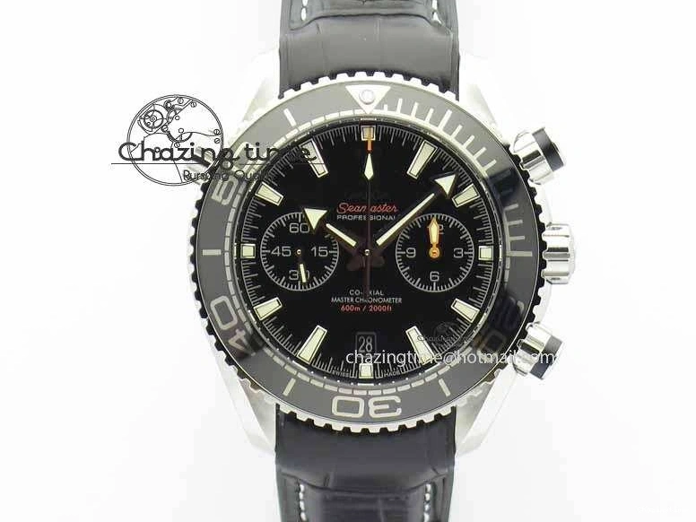 0217 Tailored Planet Ocean Master Chronometer SS OM 1:1 Best Edition Black Dial On Leather Strap A 8173